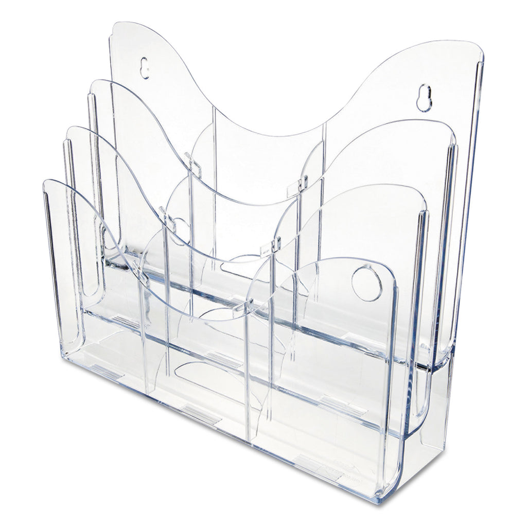 3-Tier Document Organizer w/6 Removable Dividers, 14w x 3.5d x 11.5h, Clear - 