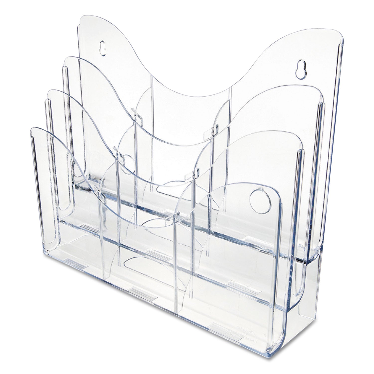 3-Tier Document Organizer w/6 Removable Dividers, 14w x 3.5d x 11.5h, Clear - 