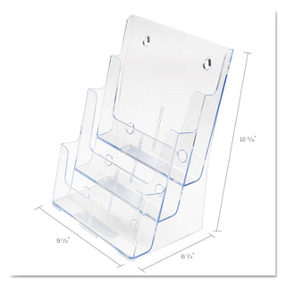 3-Compartment DocuHolder, Magazine Size, 9.5w x 6.25d x 12.63, Clear - 