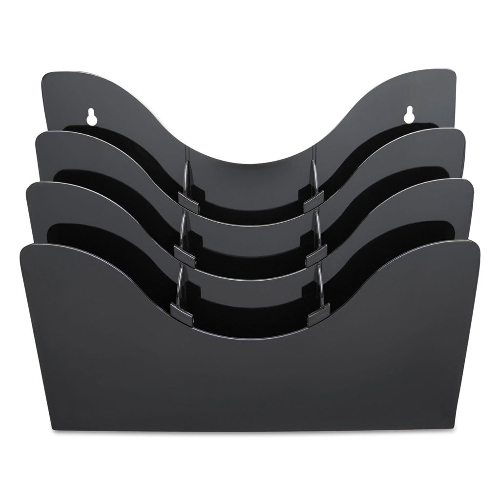 3-Tier Document Organizer w/6 Removable Dividers, 13.38w x 3.5d x 11.5h, Black - 