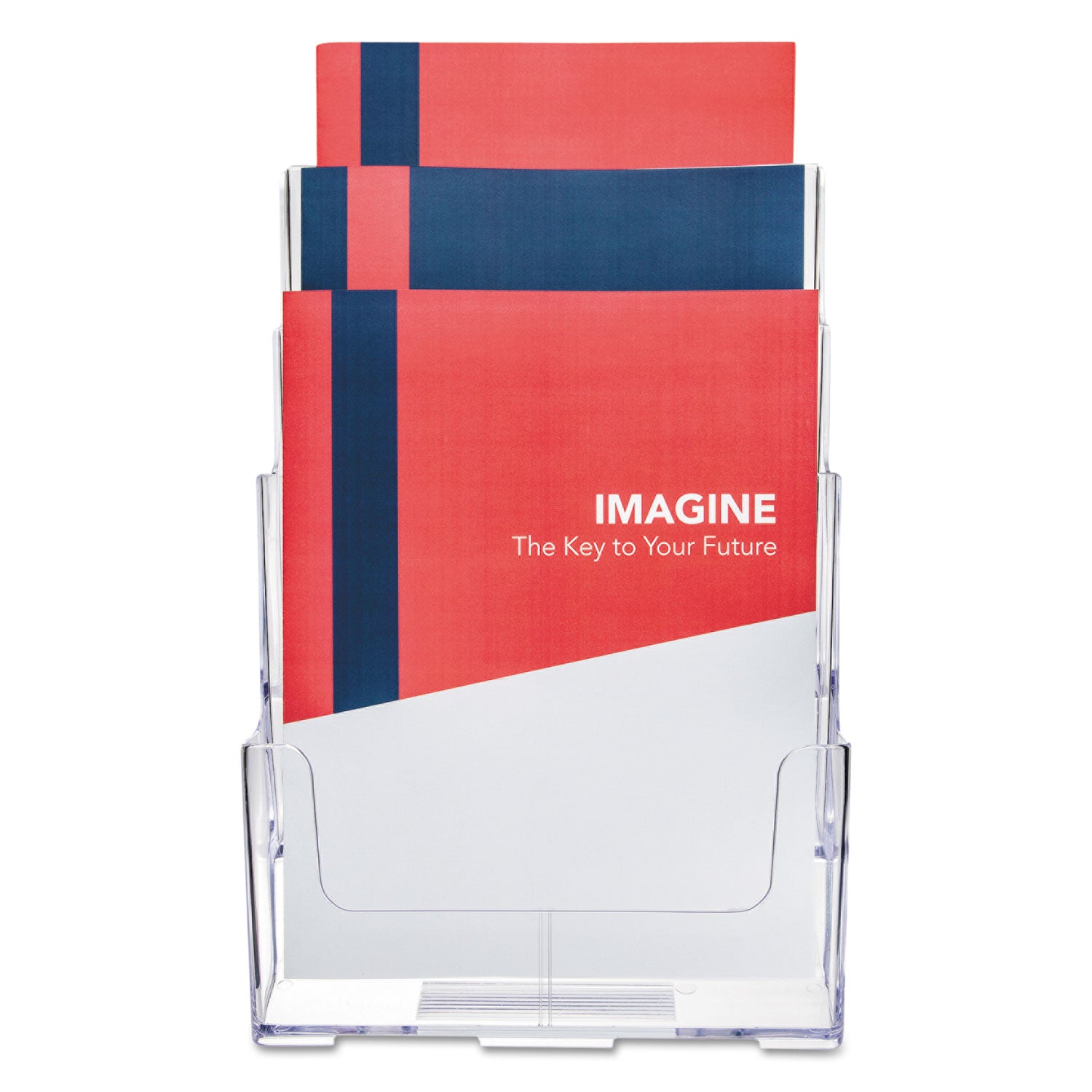 3-Compartment DocuHolder, Magazine Size, 9.5w x 6.25d x 12.63, Clear - 