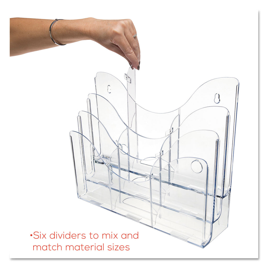 3-Tier Document Organizer w/6 Removable Dividers, 14w x 3.5d x 11.5h, Clear - 