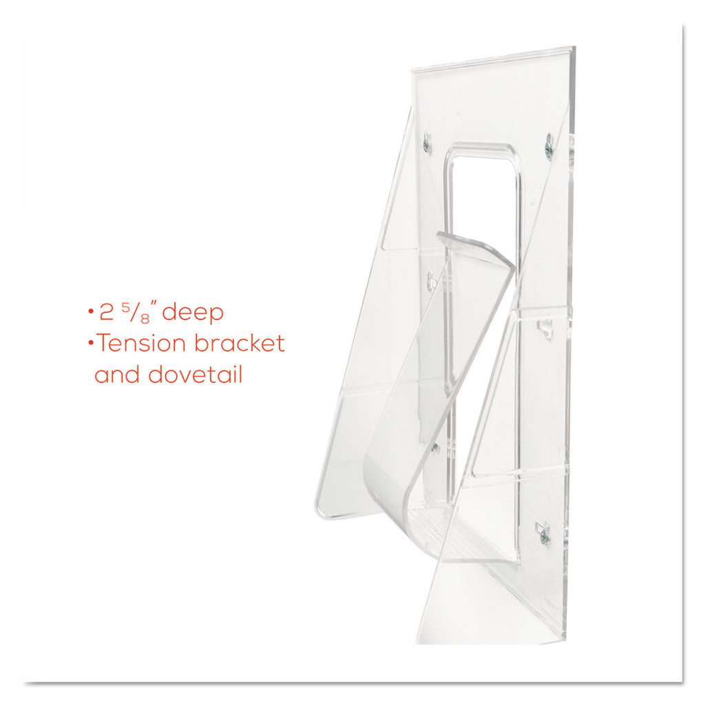 Stand-Tall Wall-Mount Literature Rack, Leaflet, 4.56w x 3.25d x 11.88h, Clear - 