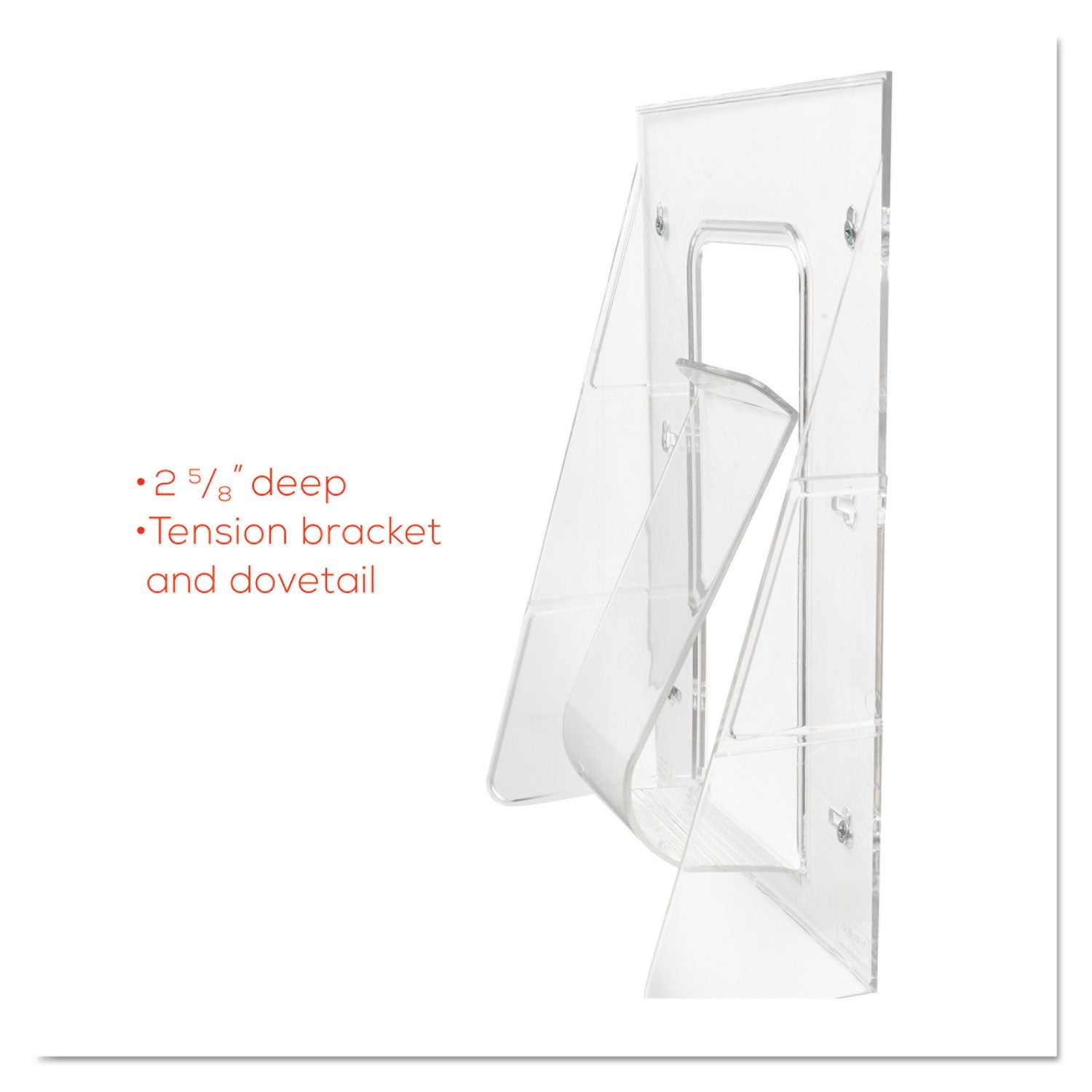 Stand-Tall Wall-Mount Literature Rack, Leaflet, 4.56w x 3.25d x 11.88h, Clear - 