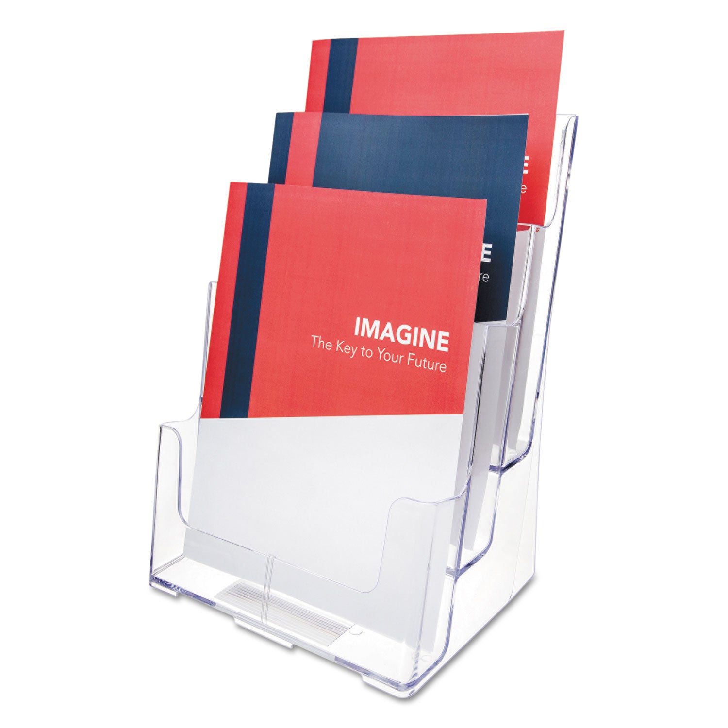 3-Compartment DocuHolder, Magazine Size, 9.5w x 6.25d x 12.63, Clear - 