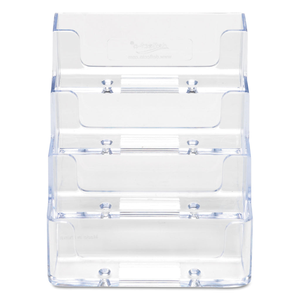 4-Pocket Business Card Holder, Holds 200 Cards, 3.94 x 3.5 x 3.75, Plastic, Clear