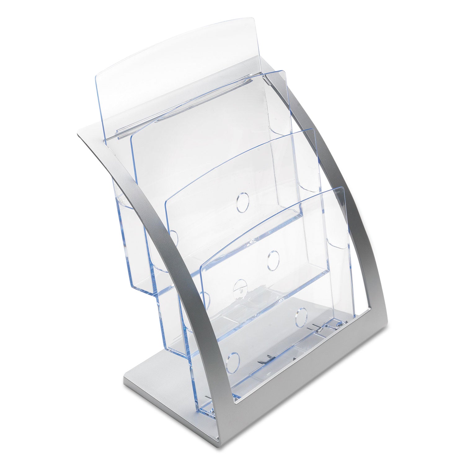 3-Tier Literature Holder, Leaflet Size, 11.25w x 6.94d x 13.31h, Silver - 