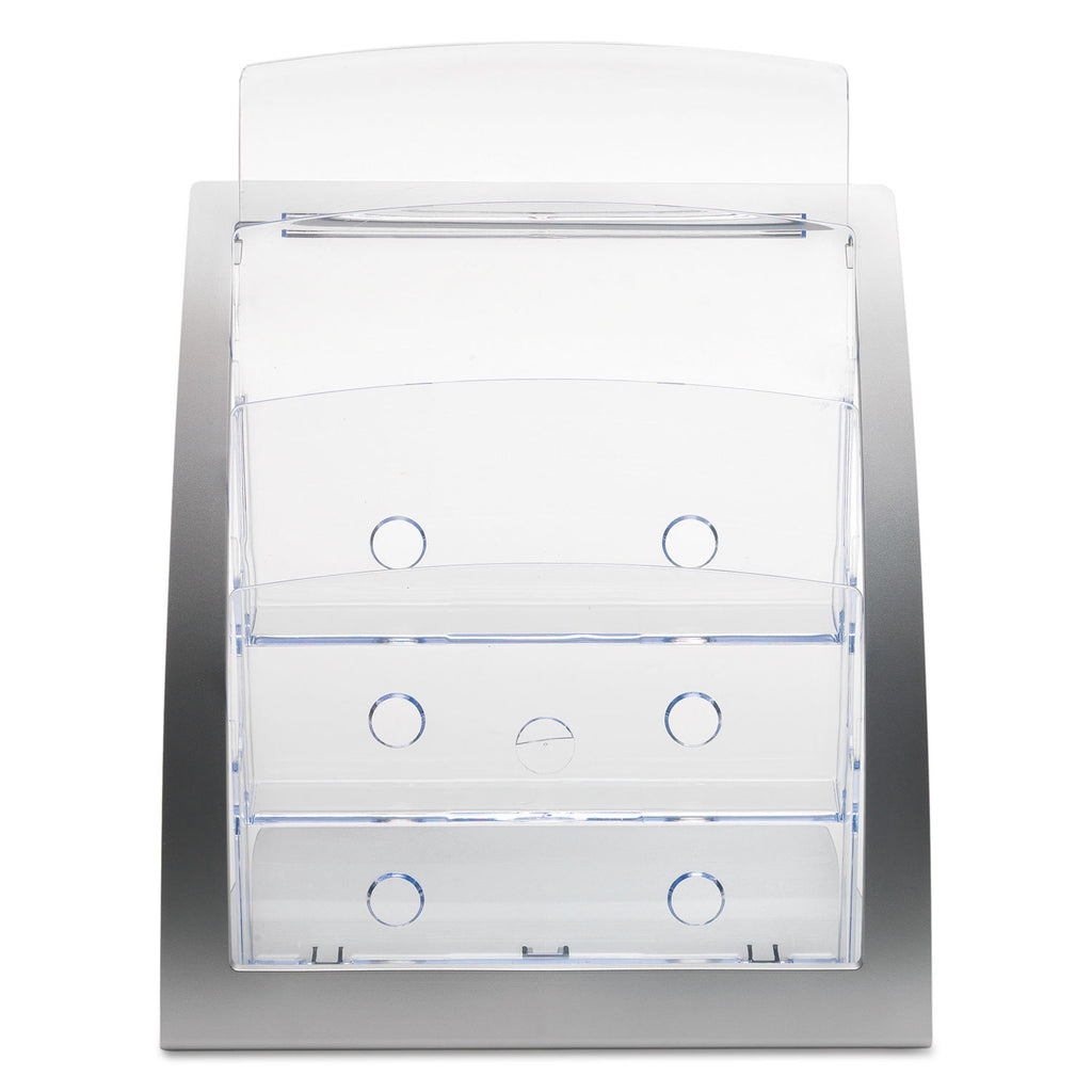3-Tier Literature Holder, Leaflet Size, 11.25w x 6.94d x 13.31h, Silver - 
