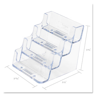 4-Pocket Business Card Holder, Holds 200 Cards, 3.94 x 3.5 x 3.75, Plastic, Clear - 