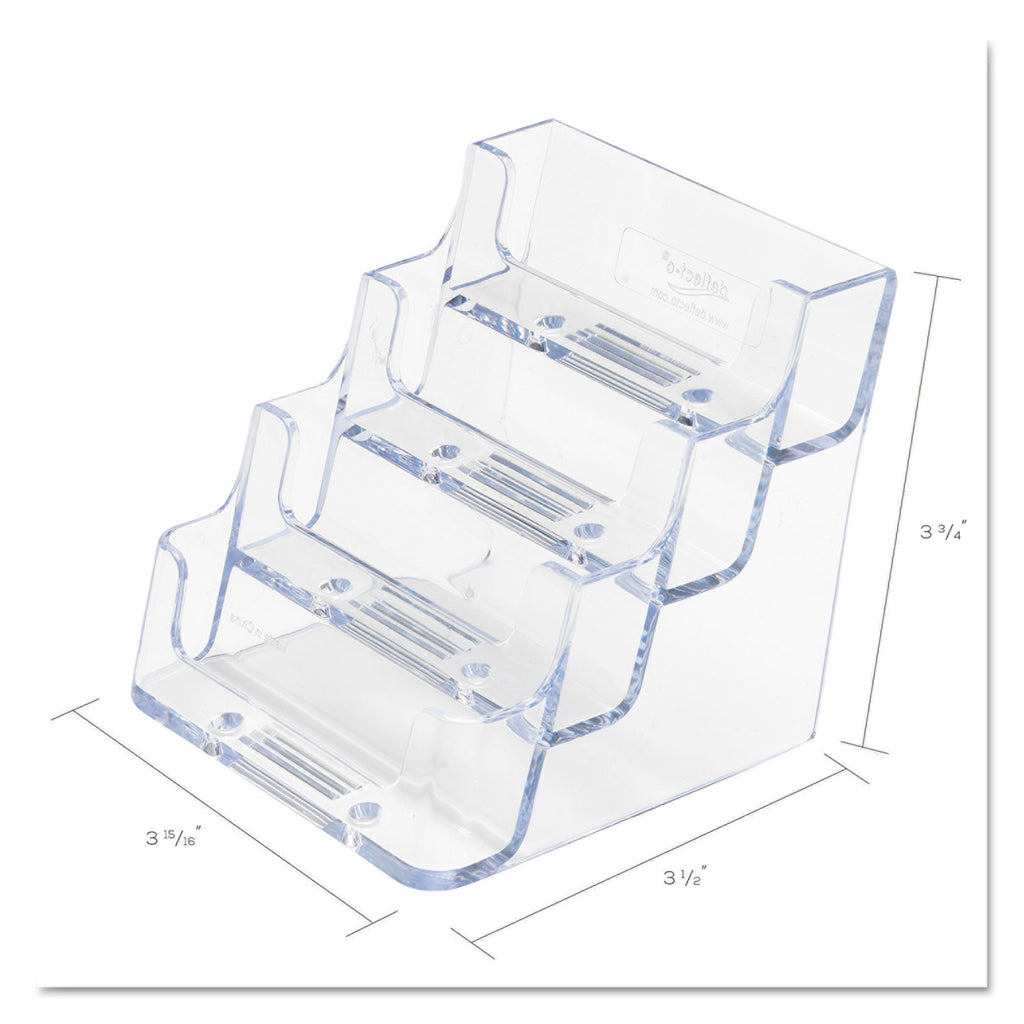 4-Pocket Business Card Holder, Holds 200 Cards, 3.94 x 3.5 x 3.75, Plastic, Clear