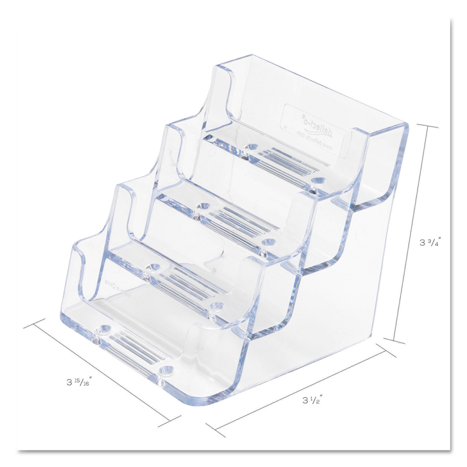 4-Pocket Business Card Holder, Holds 200 Cards, 3.94 x 3.5 x 3.75, Plastic, Clear