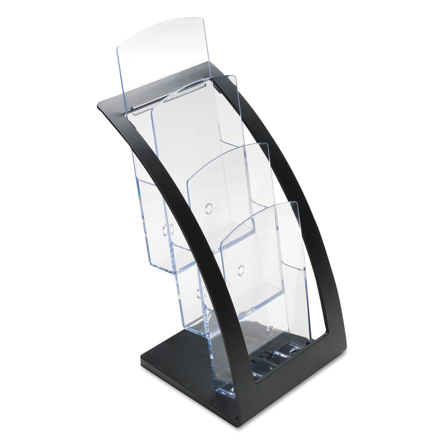 3-Tier Literature Holder, Leaflet Size, 6.75w x 6.94d x 13.31h, Black - 