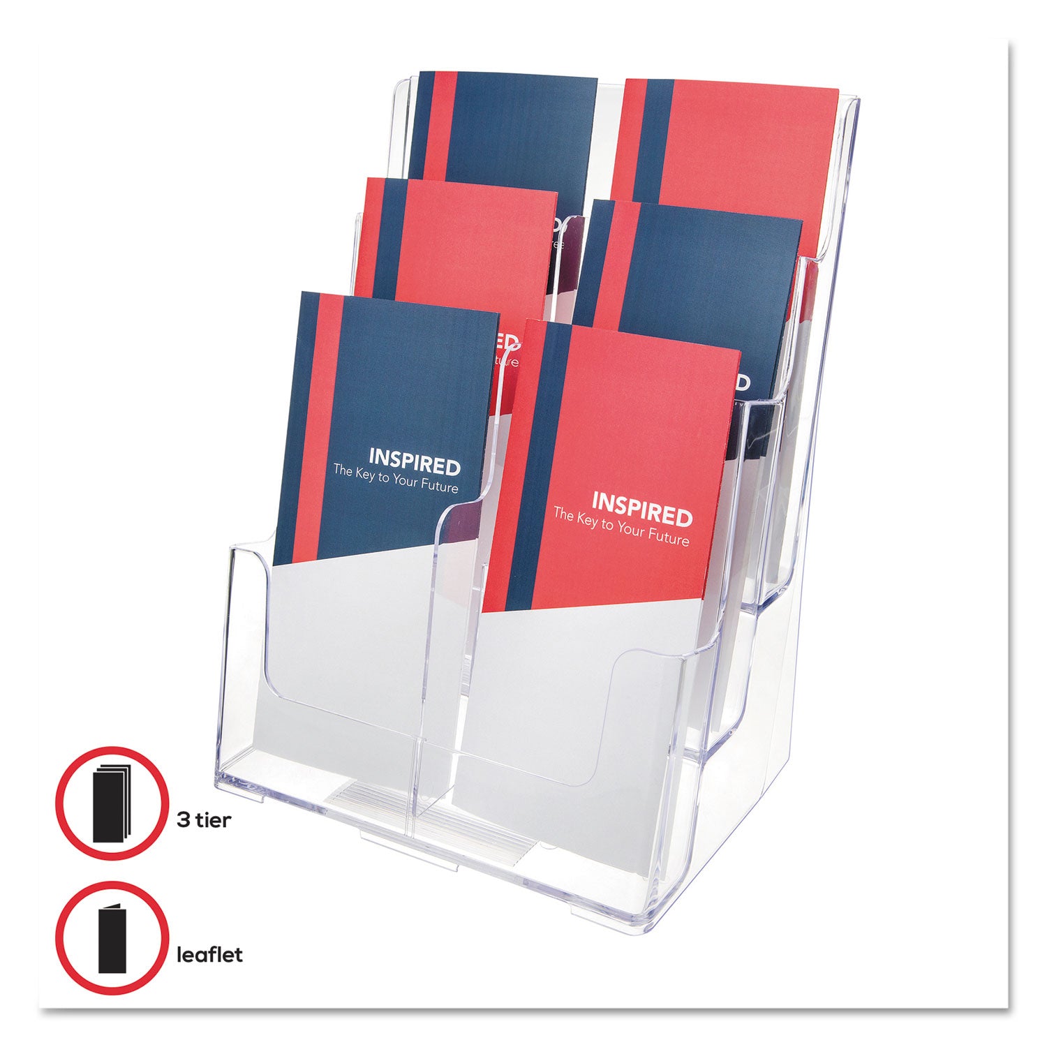 6-Compartment DocuHolder, Leaflet Size, 9.63w x 6.25d x 12.63h, Clear, Ships in 4-6 Business Days - 