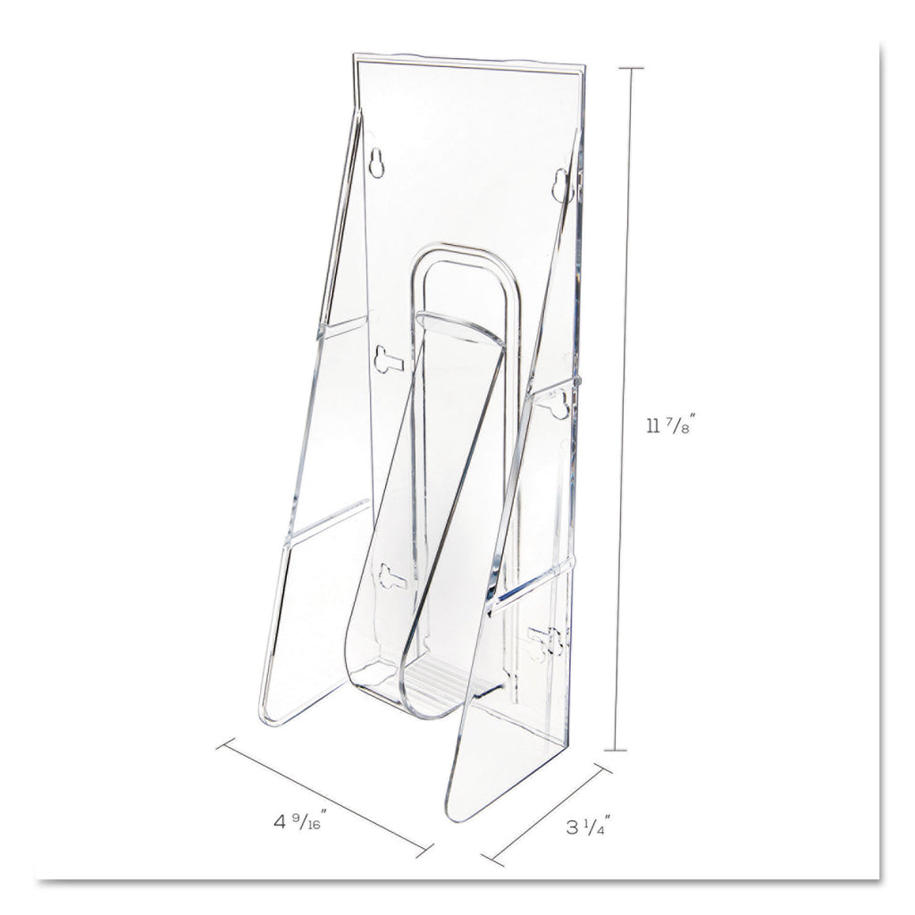 Stand-Tall Wall-Mount Literature Rack, Leaflet, 4.56w x 3.25d x 11.88h, Clear - 