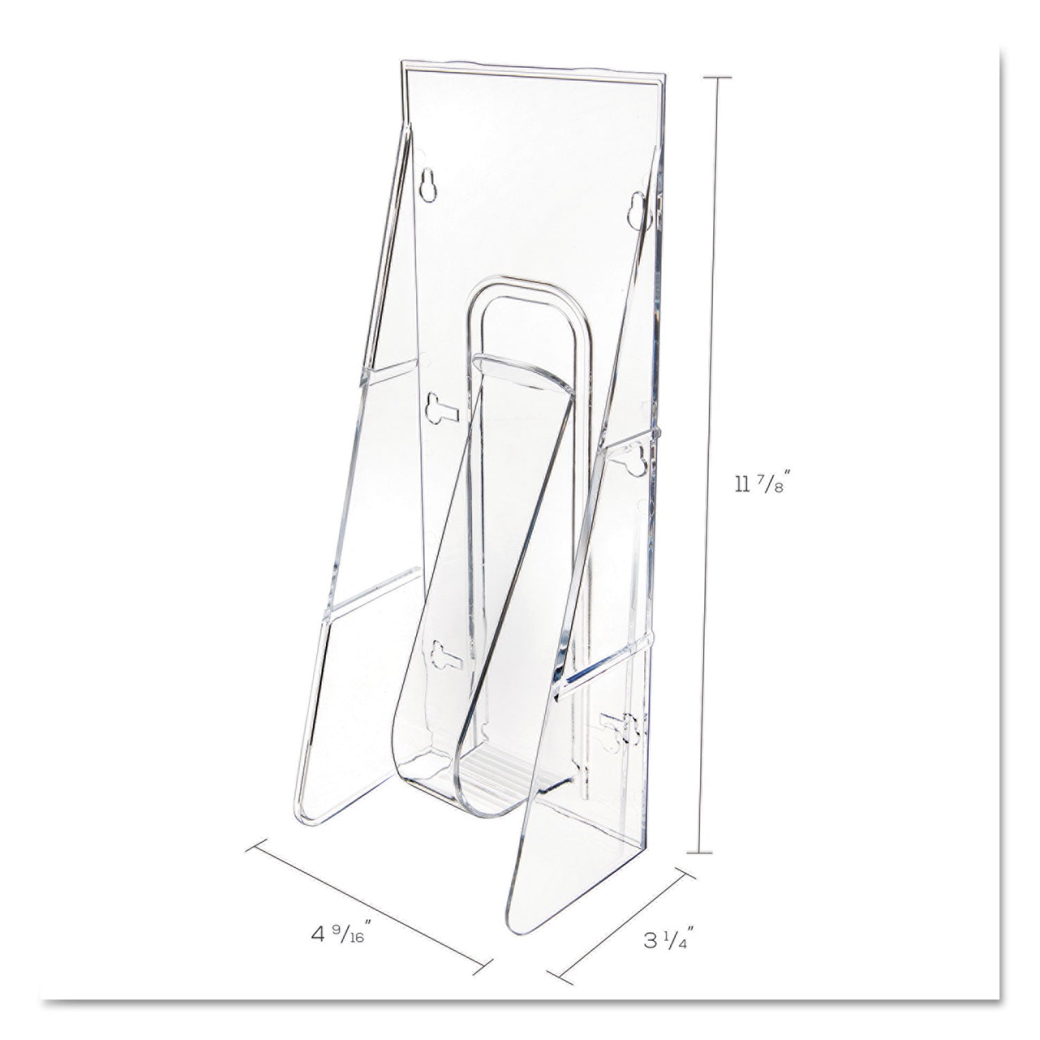 Stand-Tall Wall-Mount Literature Rack, Leaflet, 4.56w x 3.25d x 11.88h, Clear - 