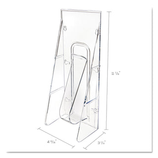 Stand-Tall Wall-Mount Literature Rack, Leaflet, 4.56w x 3.25d x 11.88h, Clear - 