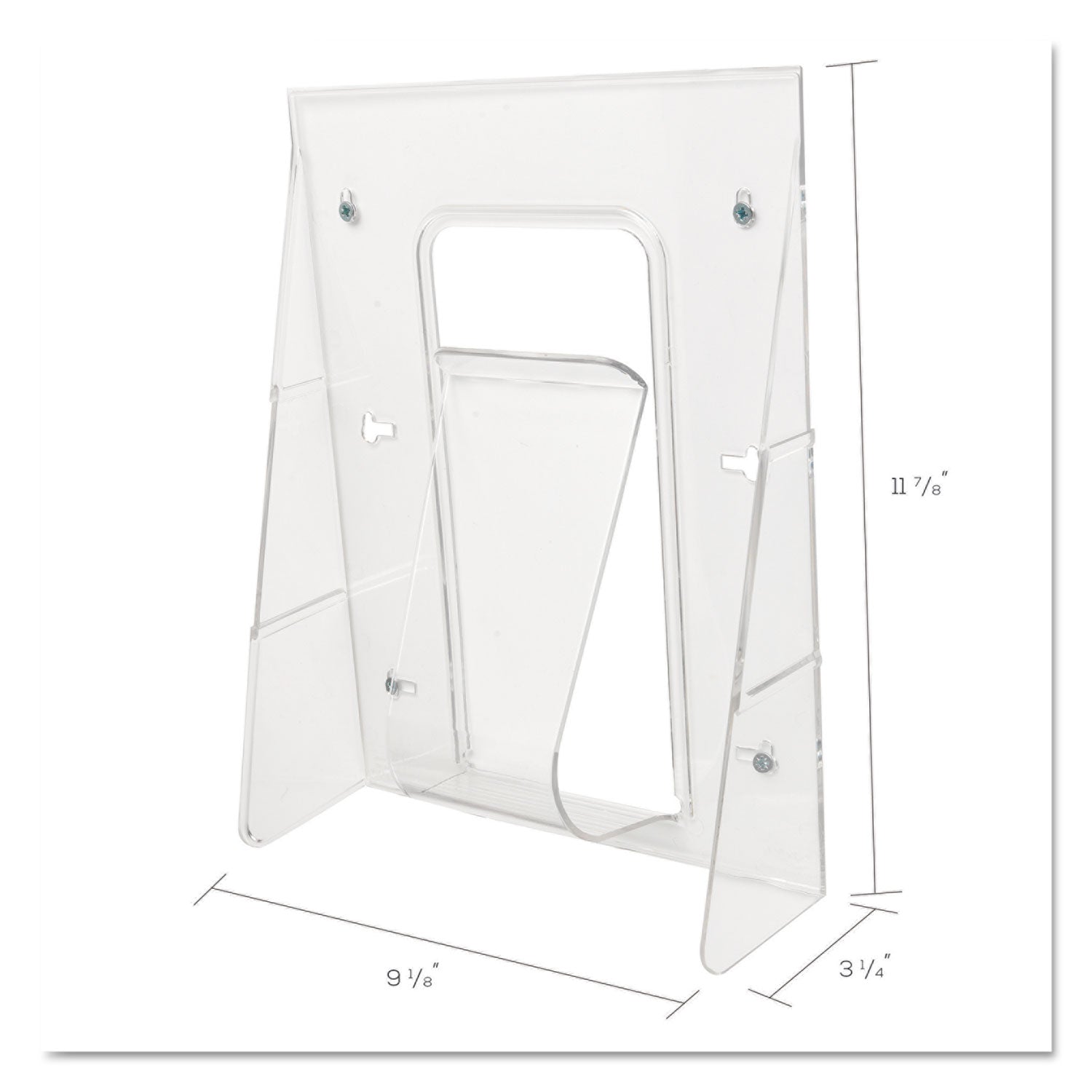 Stand-Tall Wall-Mount Literature Rack, Magazine, 9.13w x 3.25d x 11.88h, Clear - 