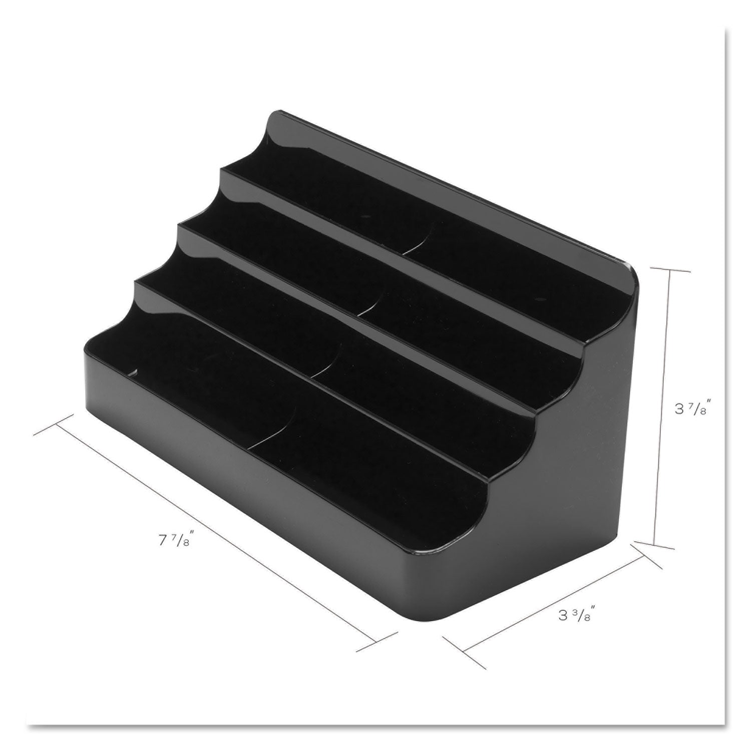 8-Tier Recycled Business Card Holder, Holds 400 Cards, 7.88 x 3.88 x 3.38, Plastic, Black - 