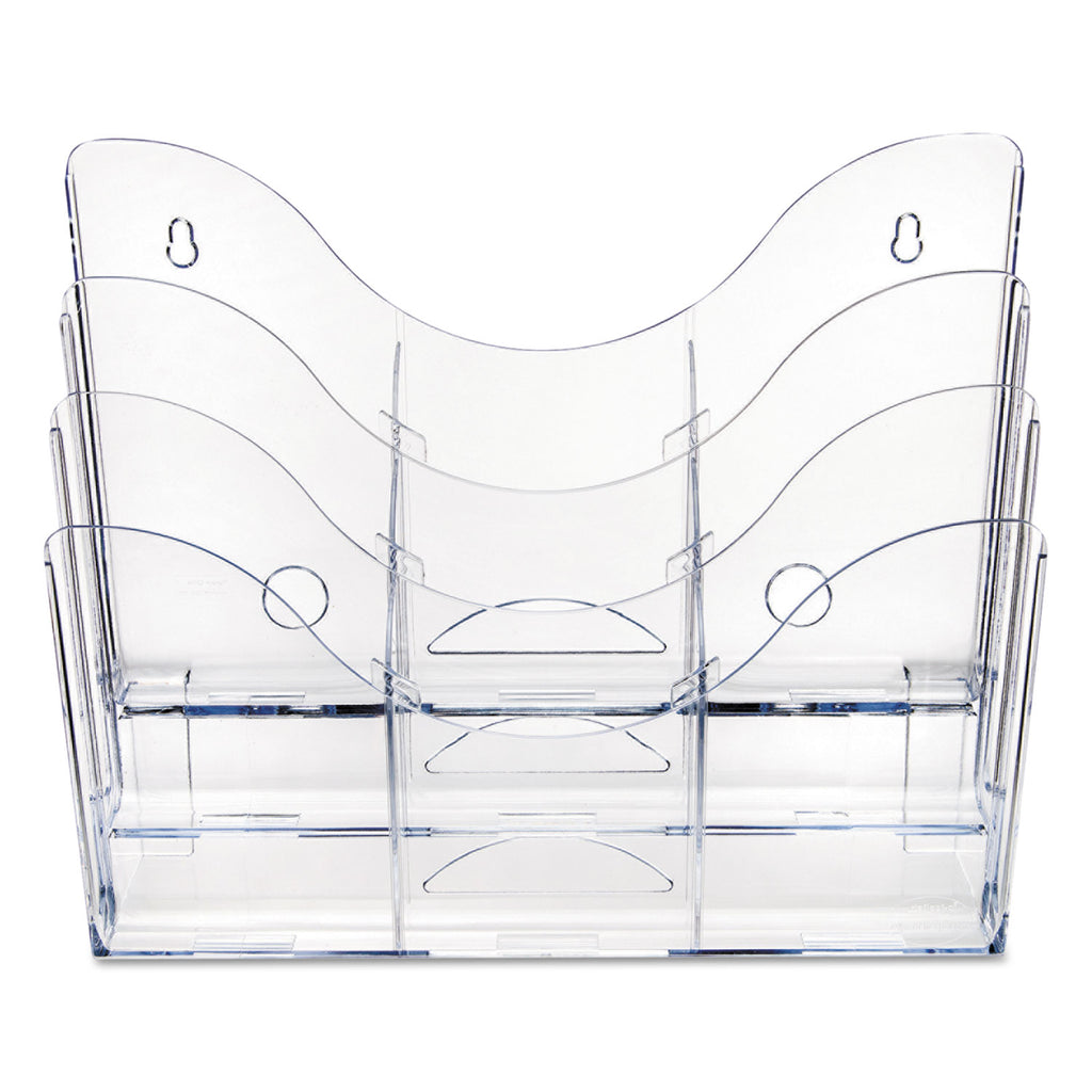 3-Tier Document Organizer w/6 Removable Dividers, 14w x 3.5d x 11.5h, Clear - 