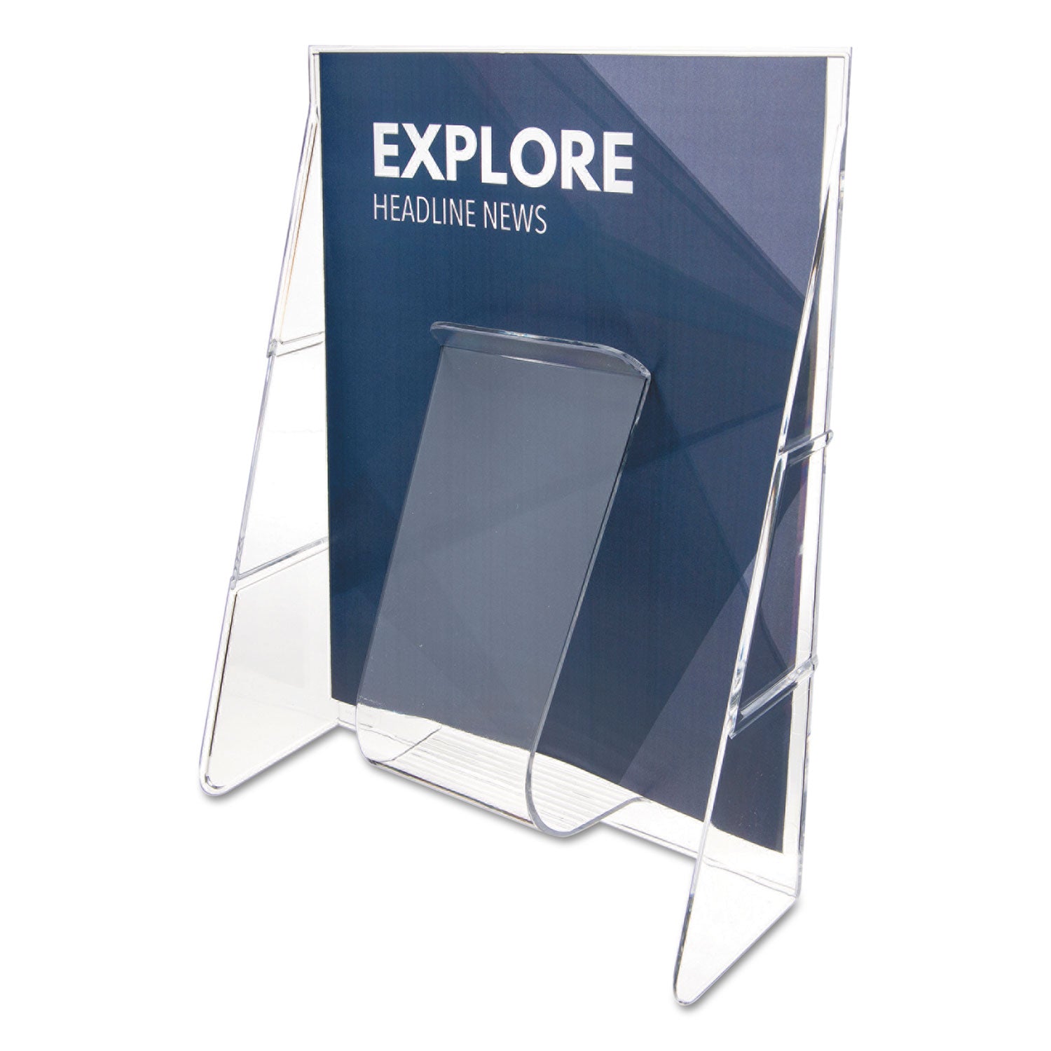 Stand-Tall Wall-Mount Literature Rack, Magazine, 9.13w x 3.25d x 11.88h, Clear - 