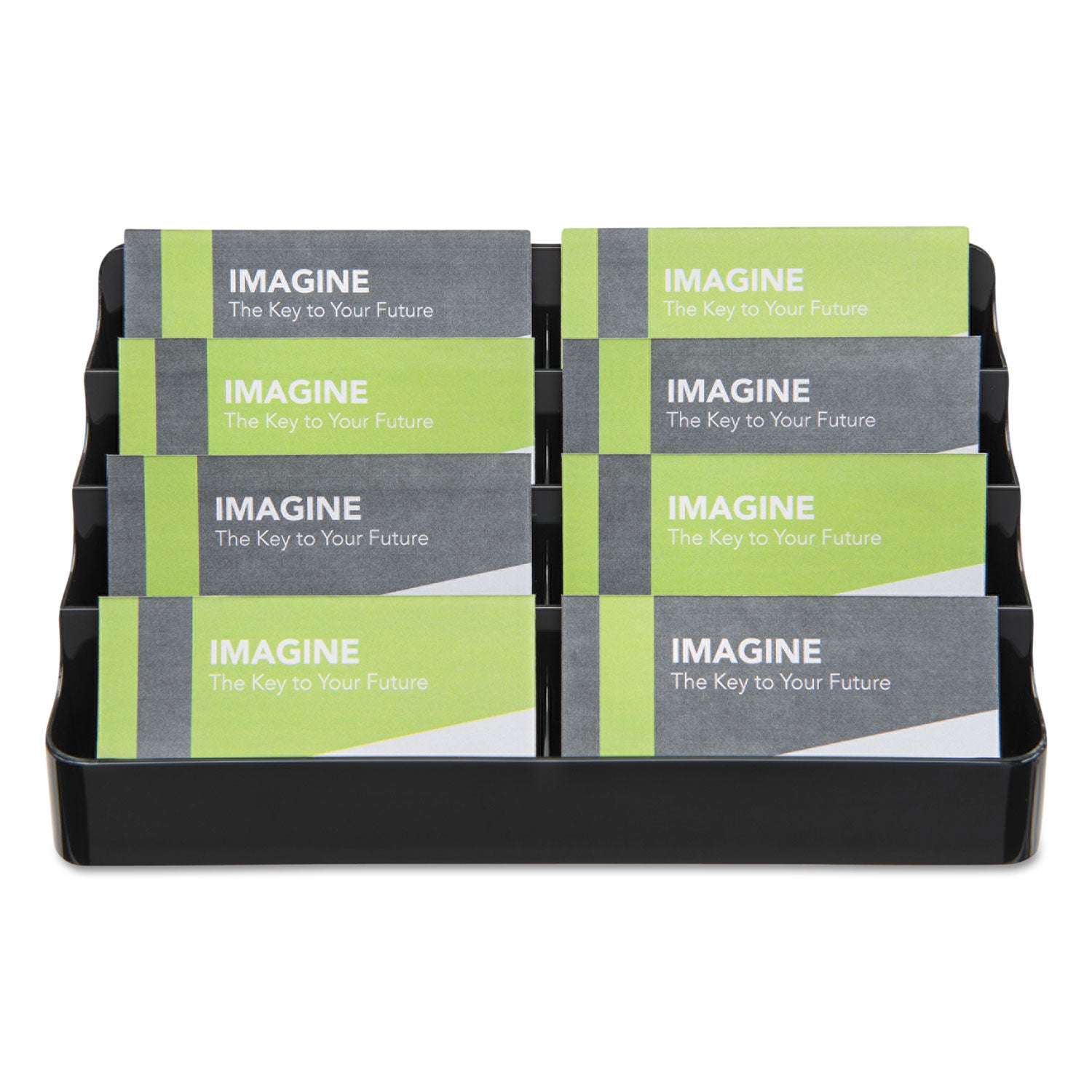 8-Tier Recycled Business Card Holder, Holds 400 Cards, 7.88 x 3.88 x 3.38, Plastic, Black - 