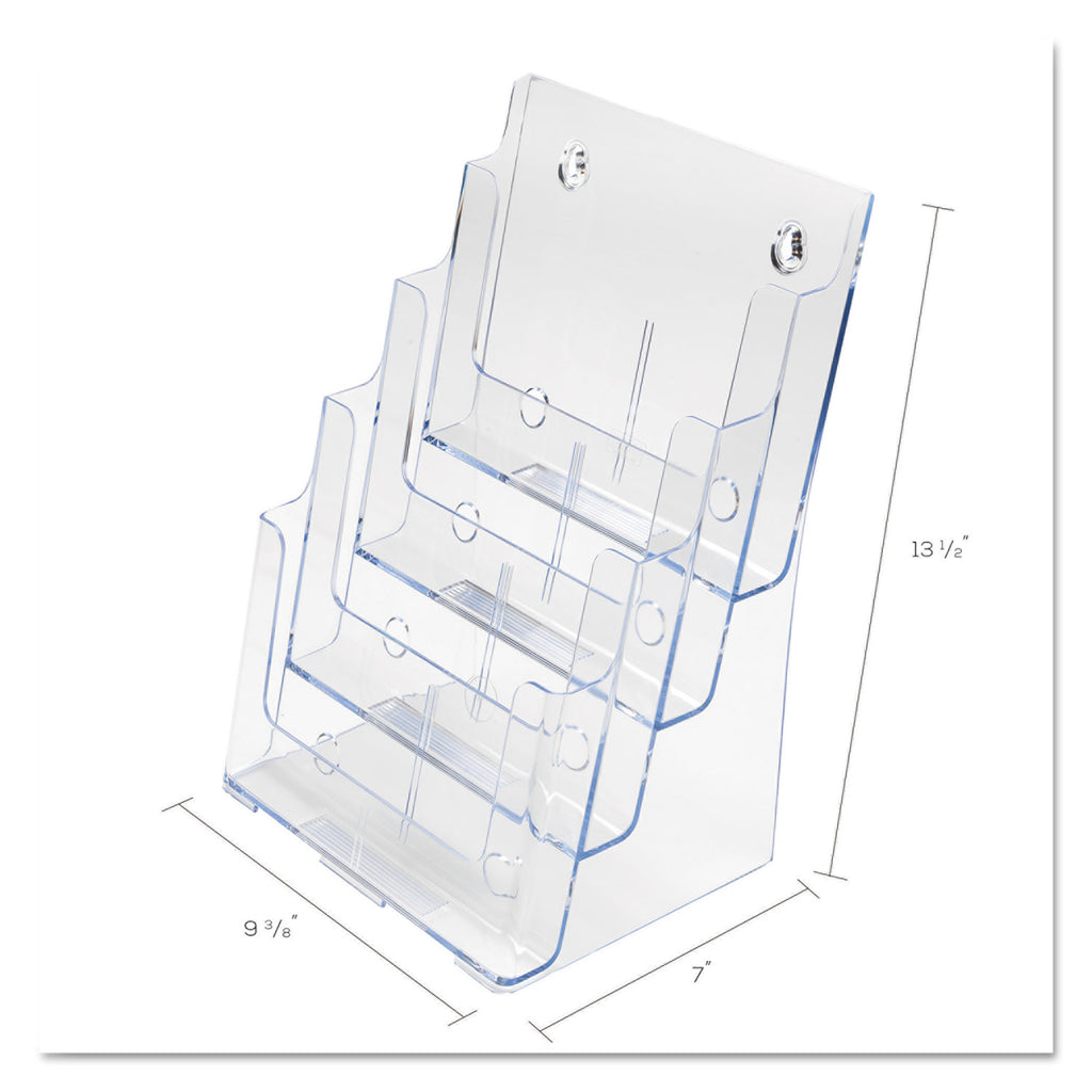 4-Compartment DocuHolder, Magazine Size, 9.38w x 7d x 13.63h, Clear, Ships in 4-6 Business Days - 