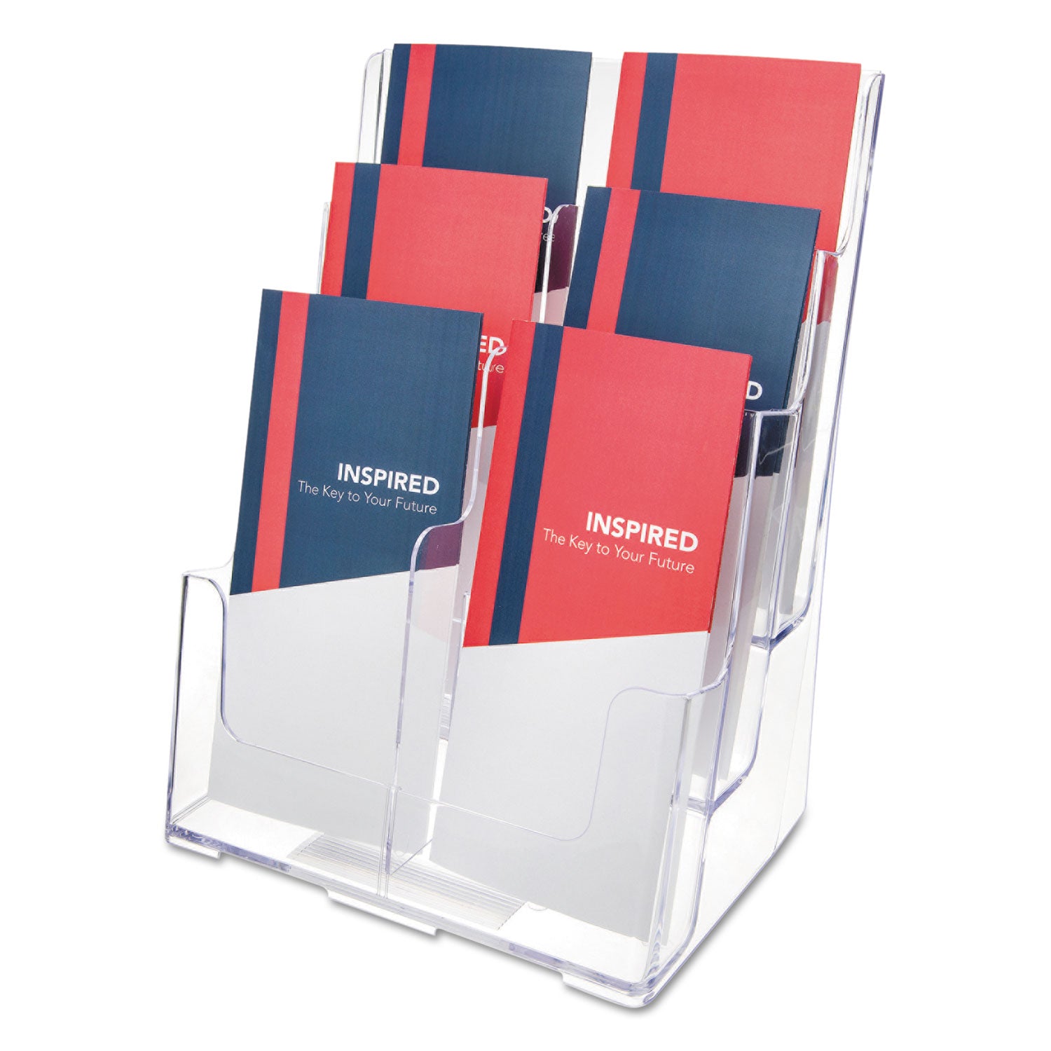 6-Compartment DocuHolder, Leaflet Size, 9.63w x 6.25d x 12.63h, Clear, Ships in 4-6 Business Days - 