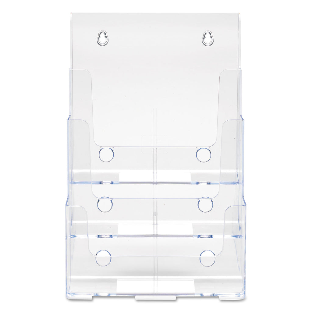 3-Compartment DocuHolder, Magazine Size, 9.5w x 6.25d x 12.63, Clear - 