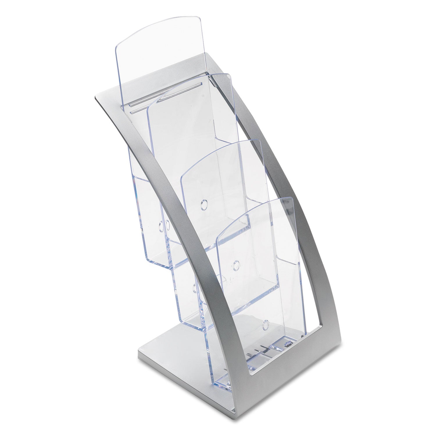 3-Tier Literature Holder, Leaflet Size, 6.75w x 6.94d x 13.31h, Silver - 