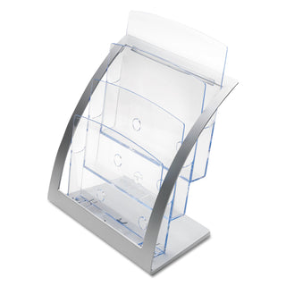 3-Tier Literature Holder, Leaflet Size, 11.25w x 6.94d x 13.31h, Silver - 