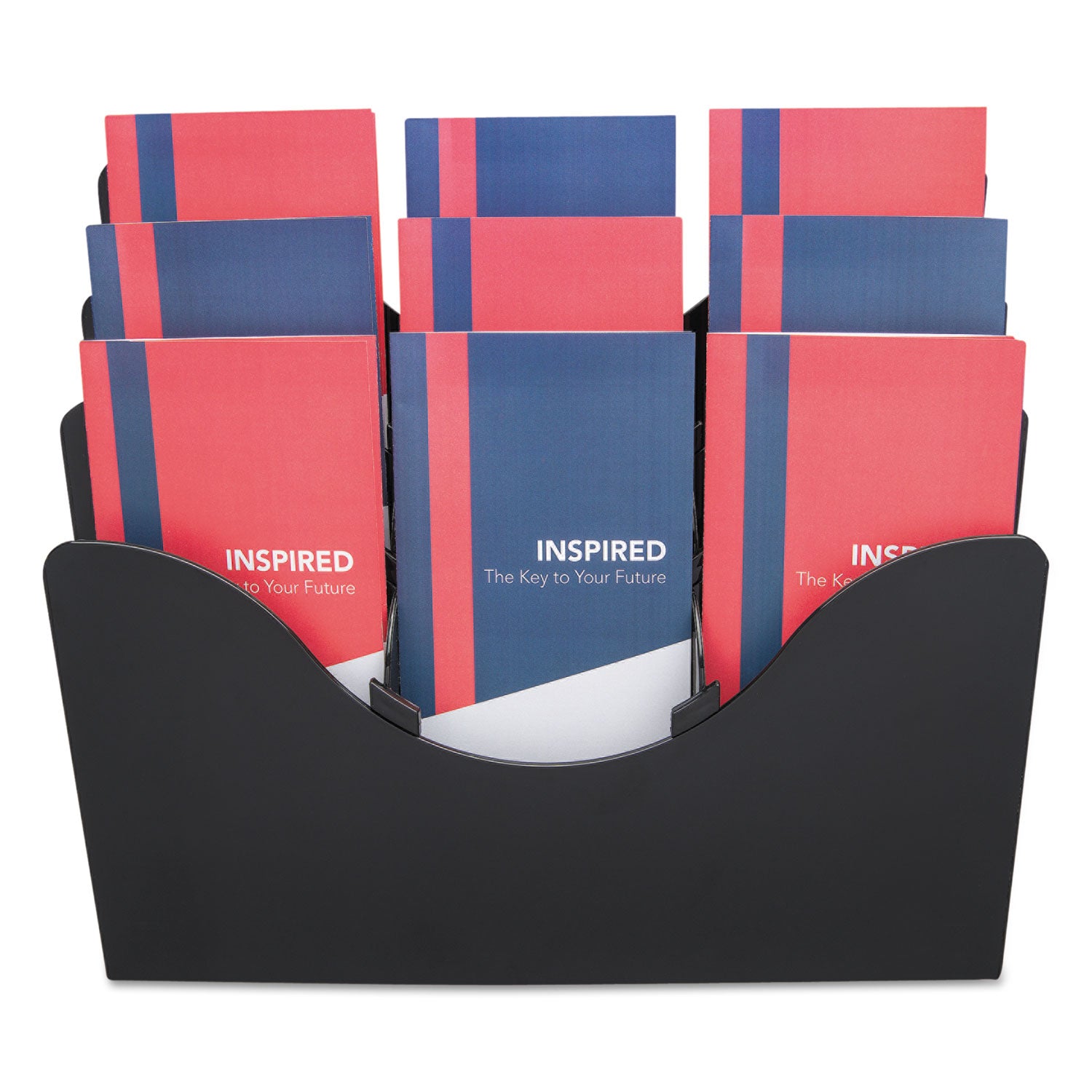 3-Tier Document Organizer w/6 Removable Dividers, 13.38w x 3.5d x 11.5h, Black - 