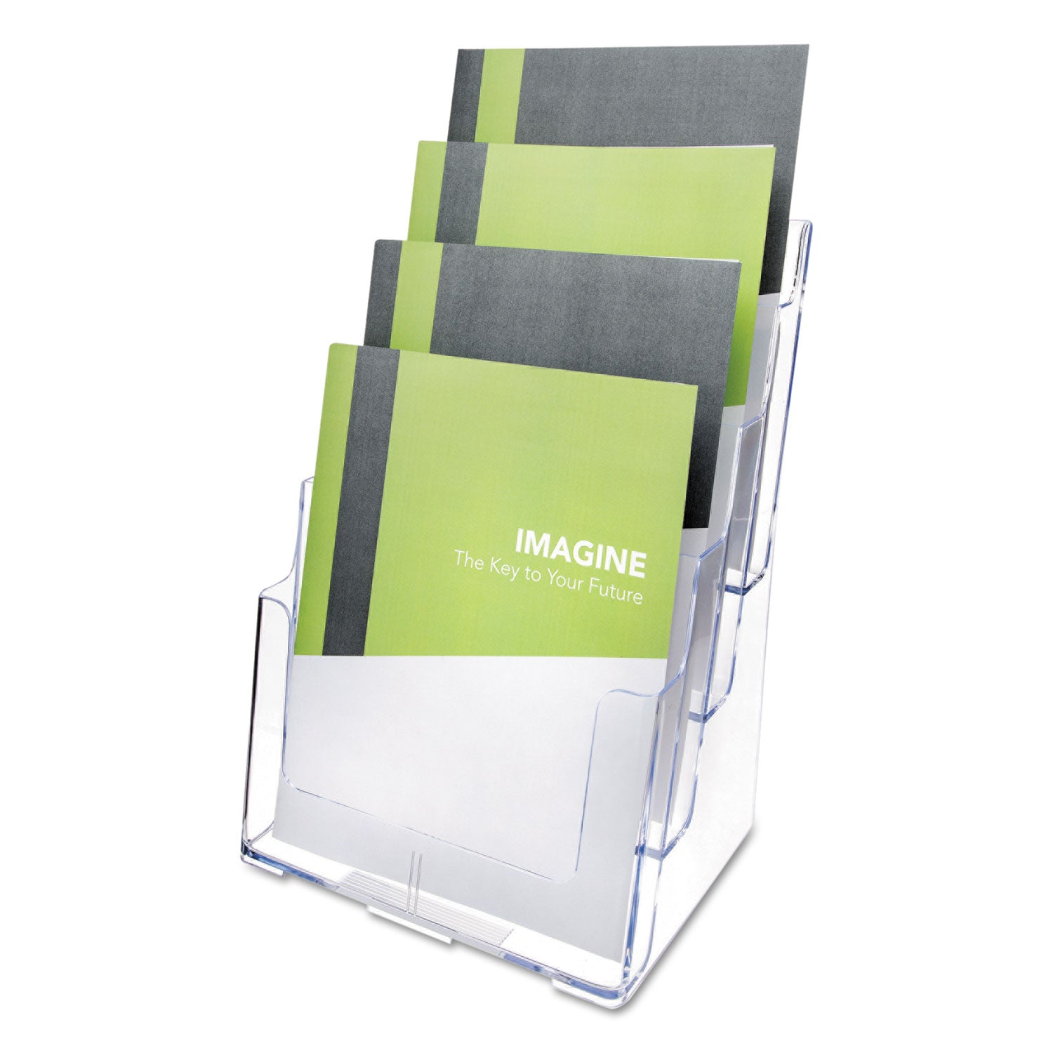 4-Compartment DocuHolder, Magazine Size, 9.38w x 7d x 13.63h, Clear, Ships in 4-6 Business Days - 
