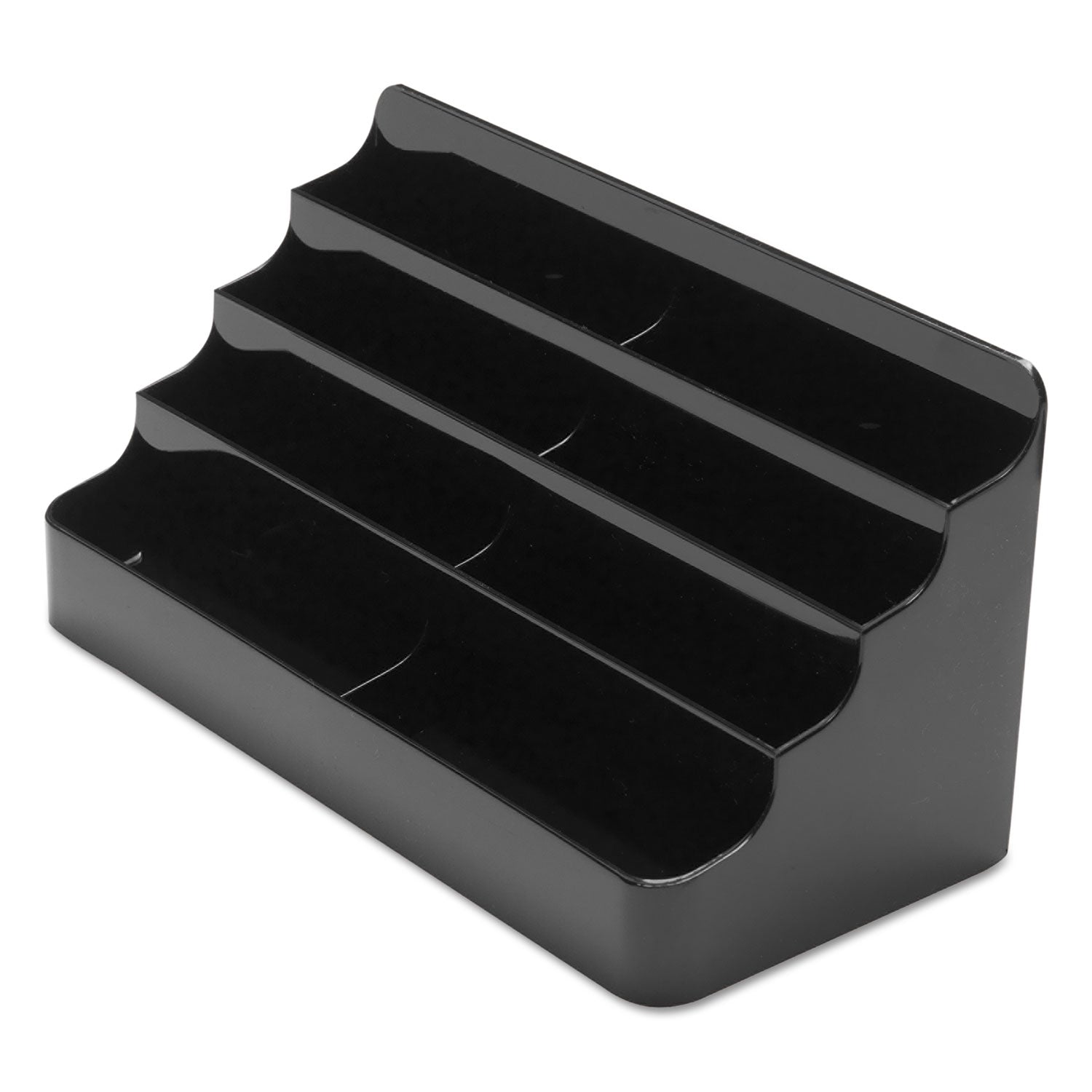 8-Tier Recycled Business Card Holder, Holds 400 Cards, 7.88 x 3.88 x 3.38, Plastic, Black - 