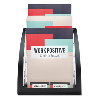 3-Tier Literature Holder, Leaflet Size, 11.25w x 6.94d x 13.31h, Black, Ships in 4-6 Business Days - 