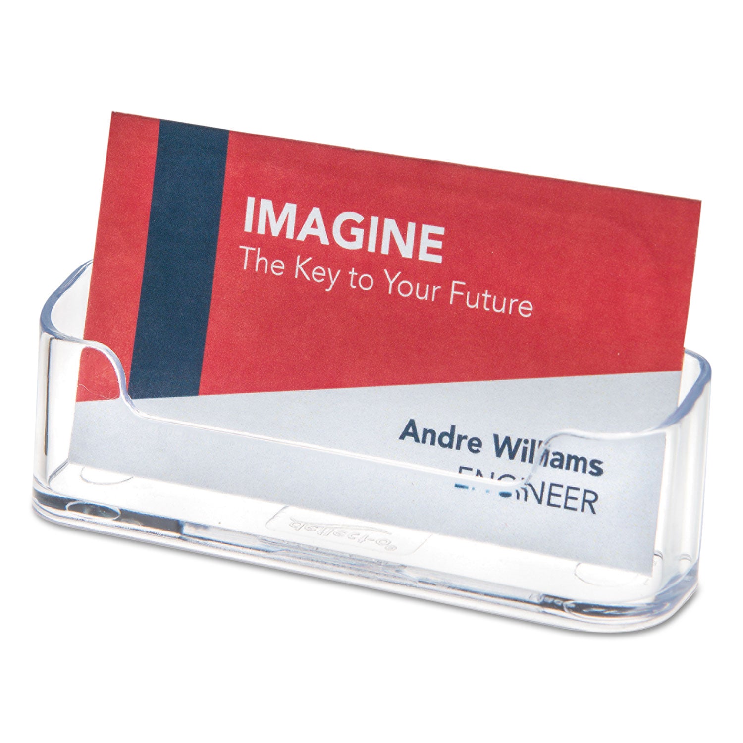 Horizontal Business Card Holder, Holds 50 Cards, 3.88 x 1.38 x 1.81, Plastic, Clear - 
