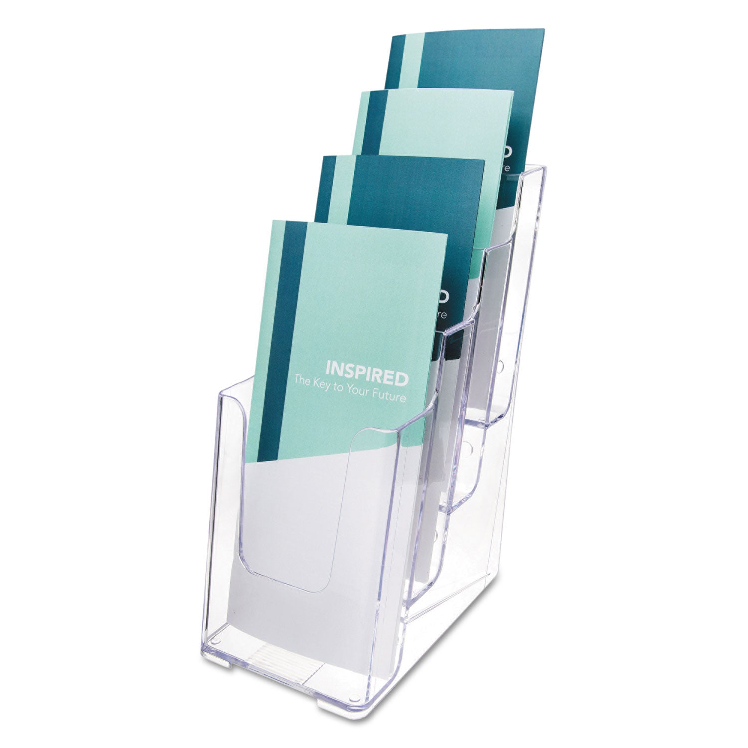 4-Compartment DocuHolder, Leaflet Size, 4.88w x 6.13d x 10h, Clear - 