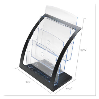 3-Tier Literature Holder, Leaflet Size, 11.25w x 6.94d x 13.31h, Black, Ships in 4-6 Business Days - 