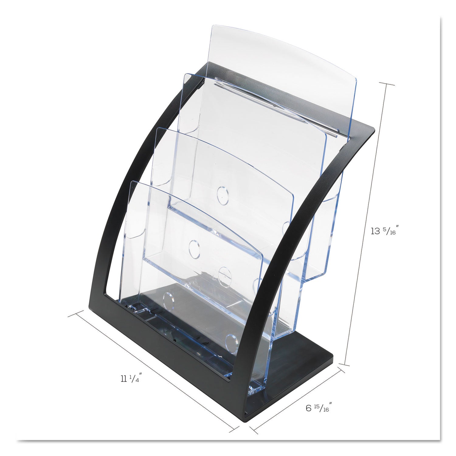 3-Tier Literature Holder, Leaflet Size, 11.25w x 6.94d x 13.31h, Black, Ships in 4-6 Business Days - 
