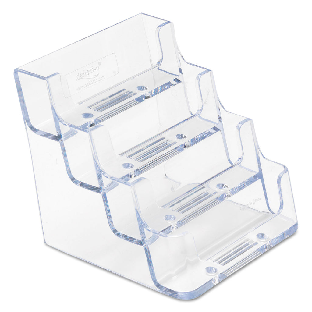 4-Pocket Business Card Holder, Holds 200 Cards, 3.94 x 3.5 x 3.75, Plastic, Clear - 