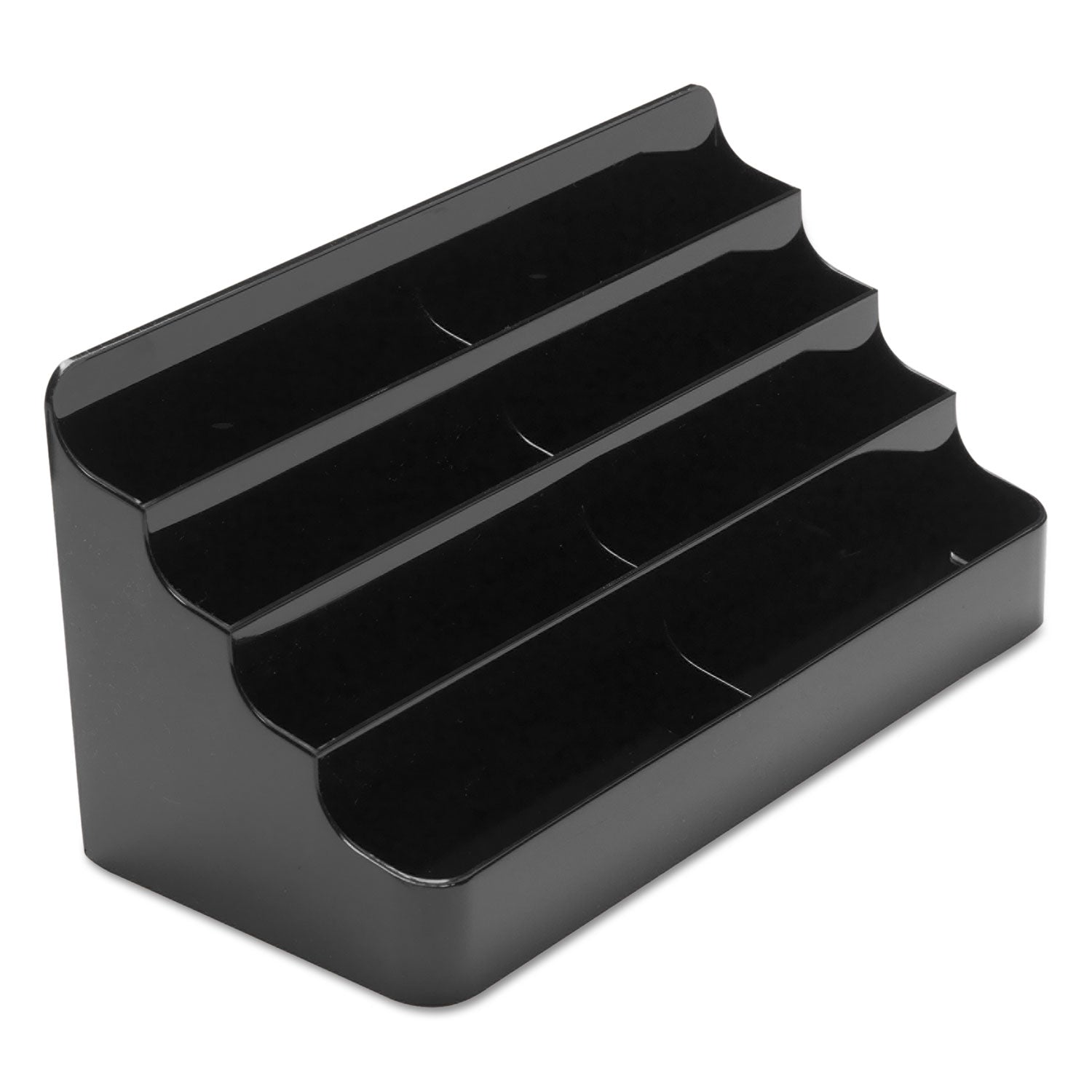 8-Tier Recycled Business Card Holder, Holds 400 Cards, 7.88 x 3.88 x 3.38, Plastic, Black - 