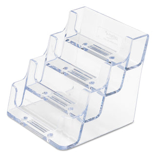 4-Pocket Business Card Holder, Holds 200 Cards, 3.94 x 3.5 x 3.75, Plastic, Clear - 