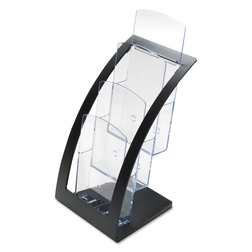 3-Tier Literature Holder, Leaflet Size, 6.75w x 6.94d x 13.31h, Black - 