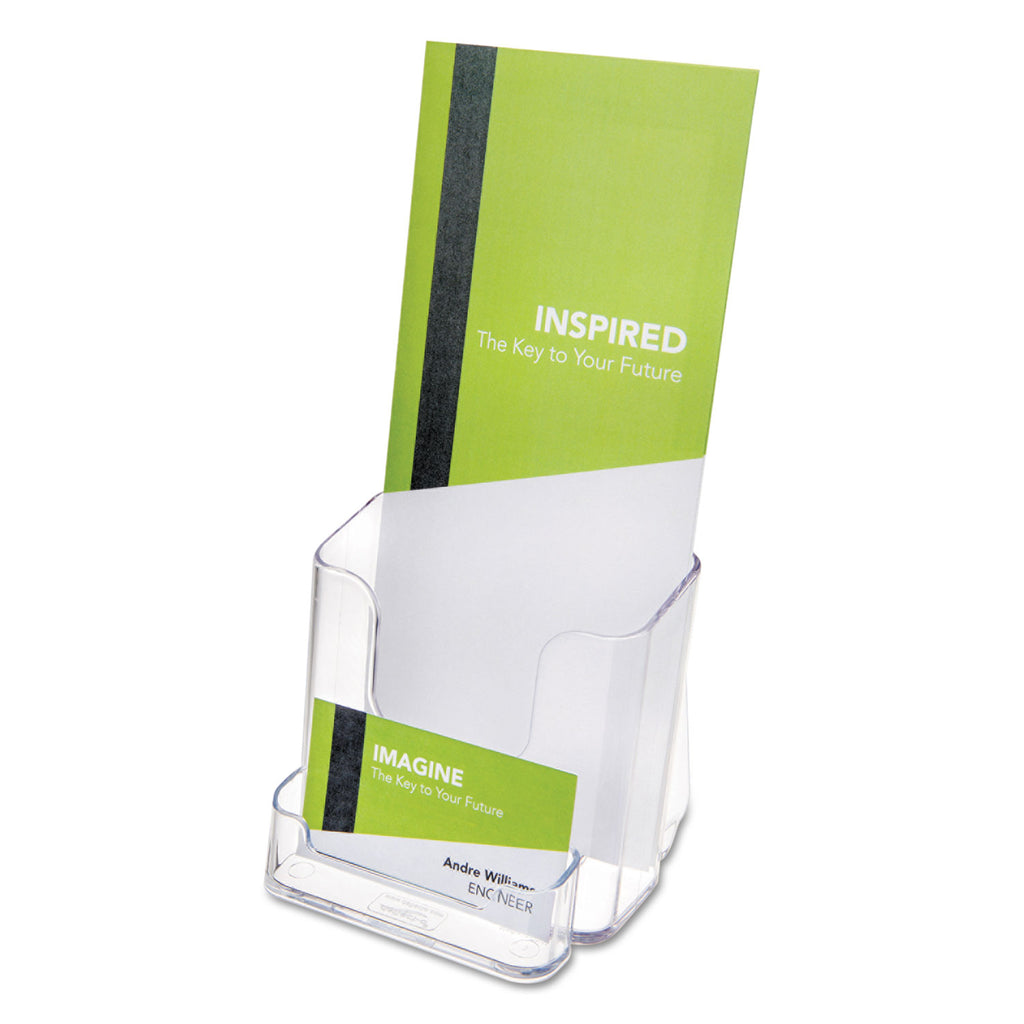 DocuHolder for Countertop/Wall-Mount w/Card Holder, 4.38w x 4.25d x 7.75h, Clear - 