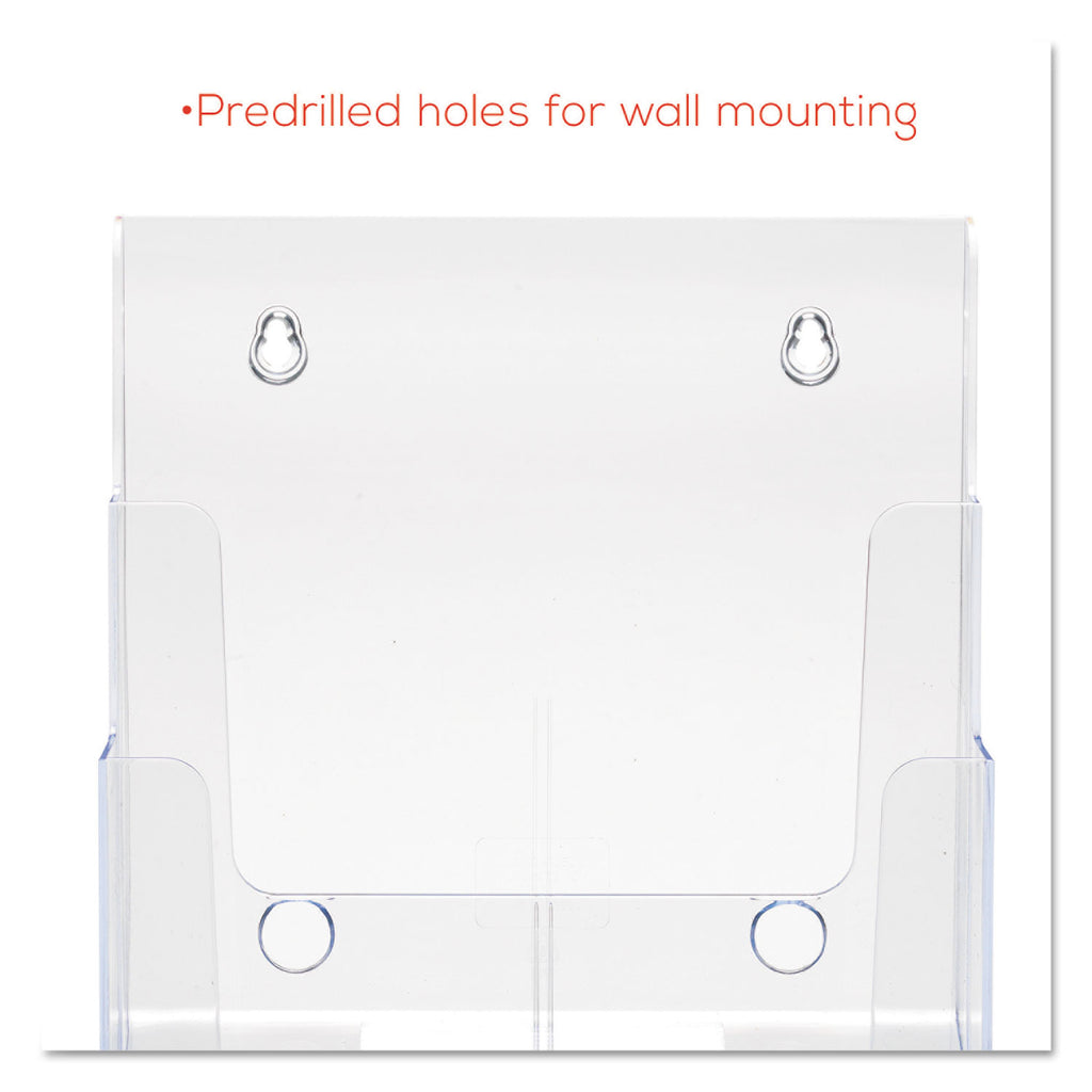 3-Compartment DocuHolder, Magazine Size, 9.5w x 6.25d x 12.63, Clear - 