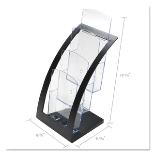 3-Tier Literature Holder, Leaflet Size, 6.75w x 6.94d x 13.31h, Black - 