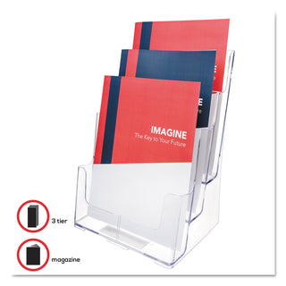 3-Compartment DocuHolder, Magazine Size, 9.5w x 6.25d x 12.63, Clear - 