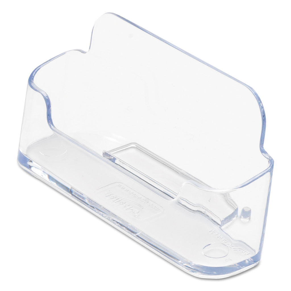 Horizontal Business Card Holder, Holds 50 Cards, 3.88 x 1.38 x 1.81, Plastic, Clear - 