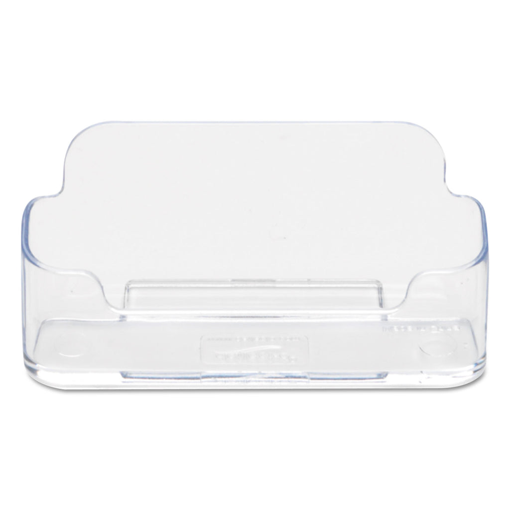 Horizontal Business Card Holder, Holds 50 Cards, 3.88 x 1.38 x 1.81, Plastic, Clear