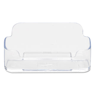 Horizontal Business Card Holder, Holds 50 Cards, 3.88 x 1.38 x 1.81, Plastic, Clear