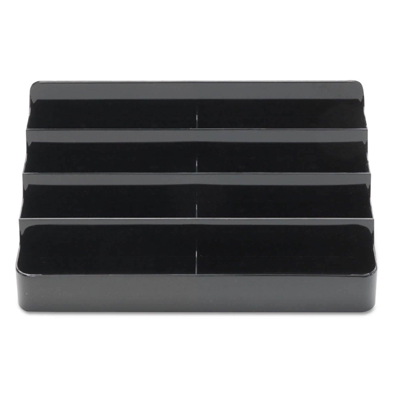 8-Tier Recycled Business Card Holder, Holds 400 Cards, 7.88 x 3.88 x 3.38, Plastic, Black - 